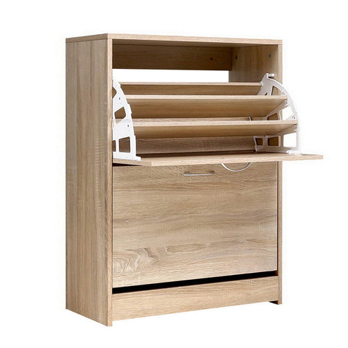 3-tier Wooden Shoe Rack Cabinet 24 Pairs