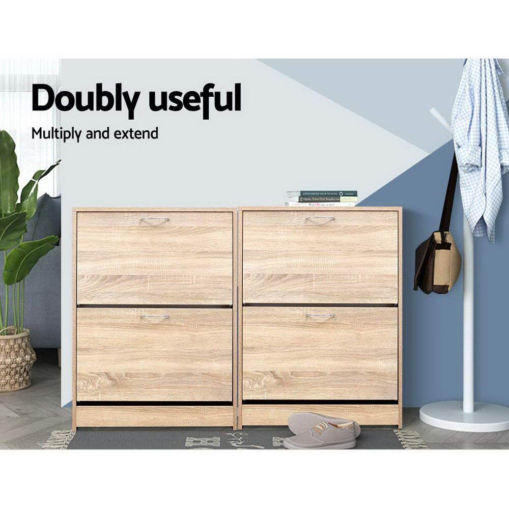 3-tier Wooden Shoe Rack Cabinet 24 Pairs