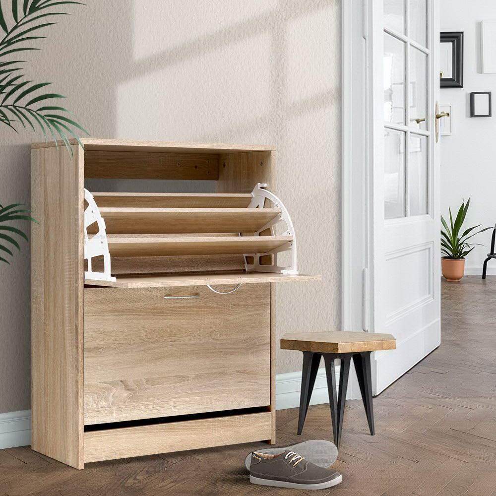 3-tier Wooden Shoe Rack Cabinet 24 Pairs