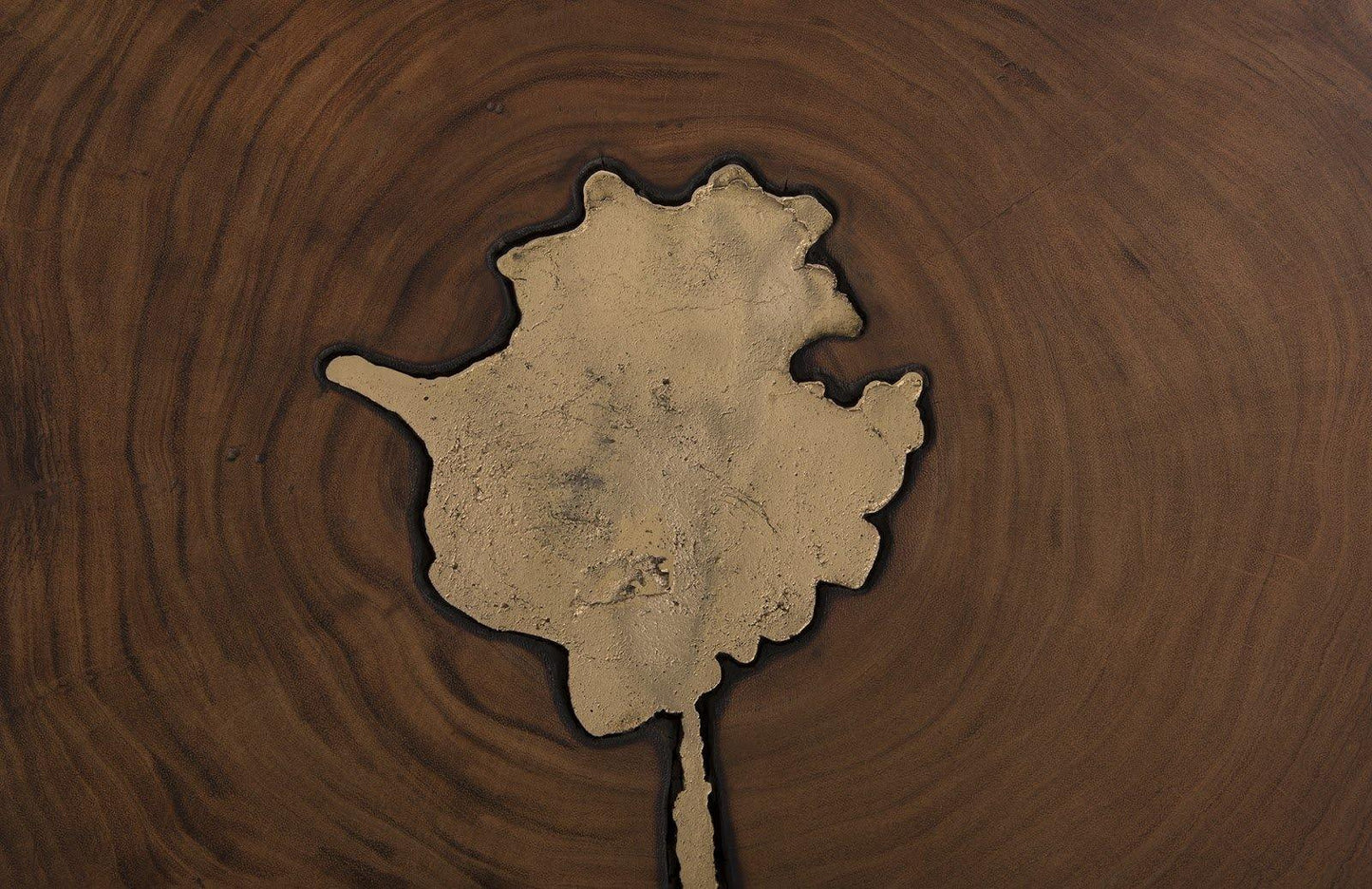 Solid Wood Molten Coffee Table with Brass Finish