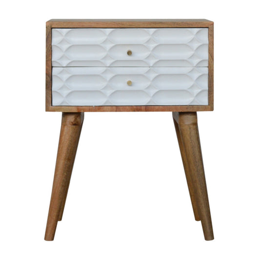 Mango Wood Capsule Carved Bedside Table