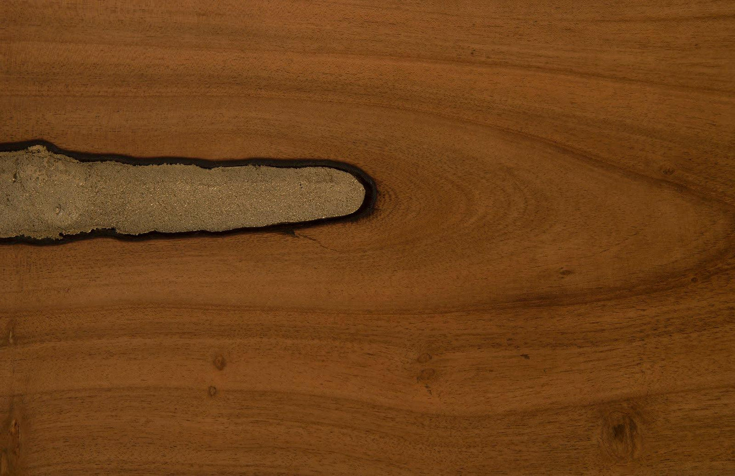 Natural Solid Wood Molten Coffee Table with Poured Brass
