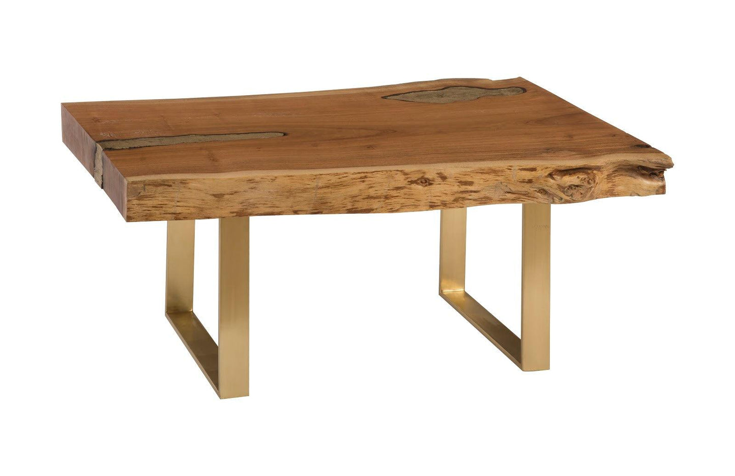Natural Solid Wood Molten Coffee Table with Poured Brass