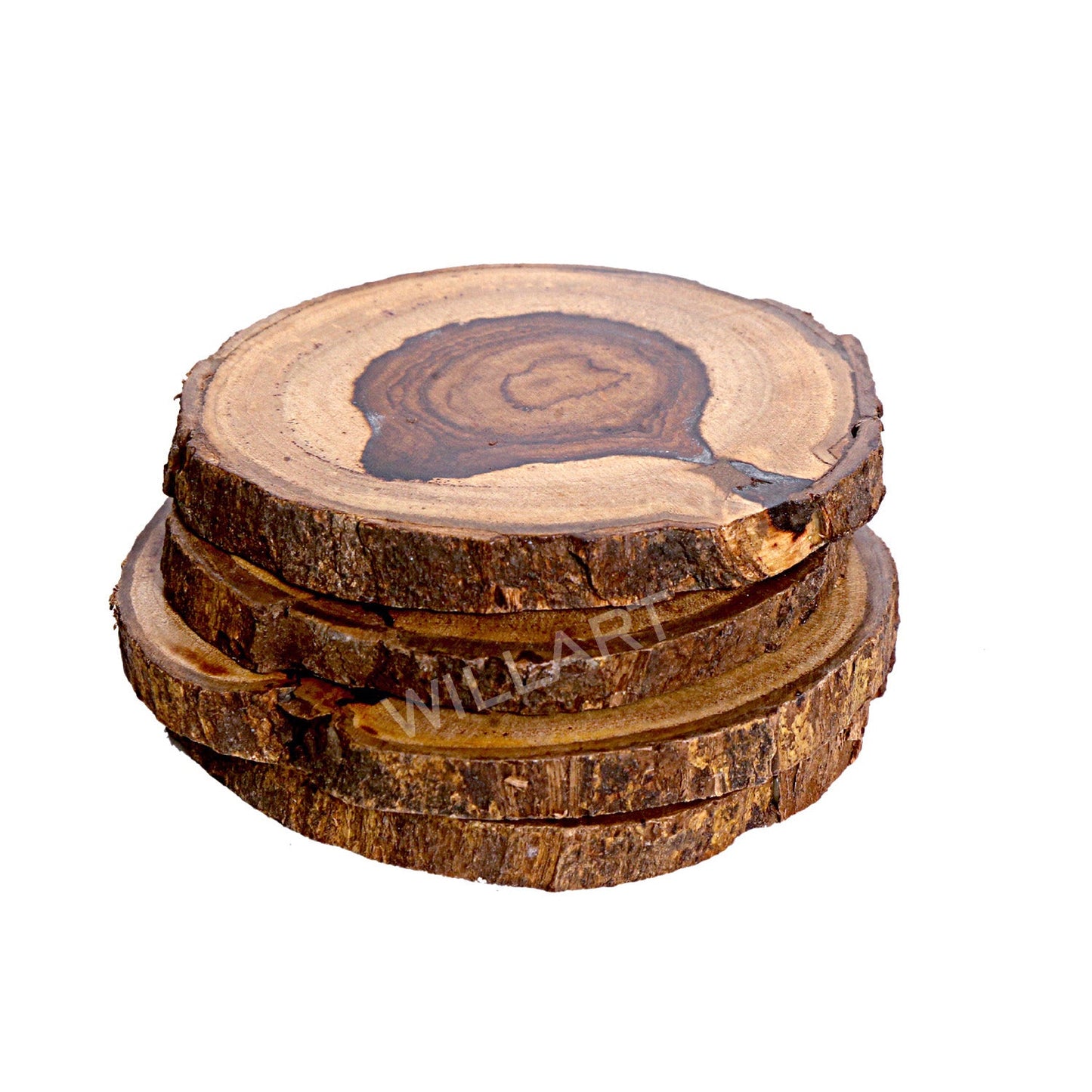 Mango Wood Log Coasters for Water Glasses Tea/Coffee Cups