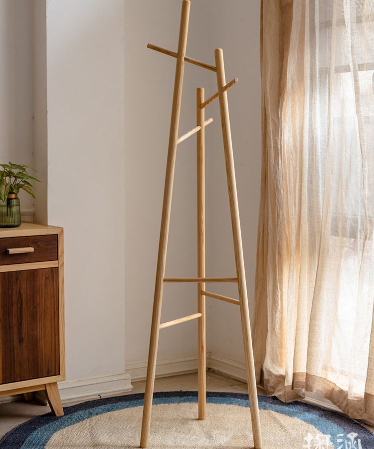 Solid Ash Wood Coat Rack