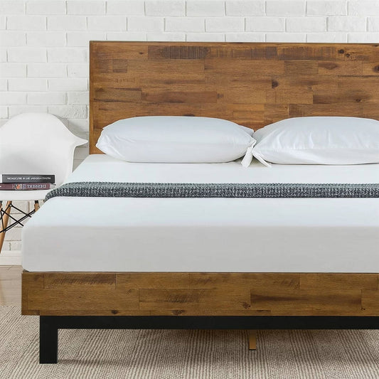 King Size Solid Wood Platform Bed Frame with Adjustable Height
