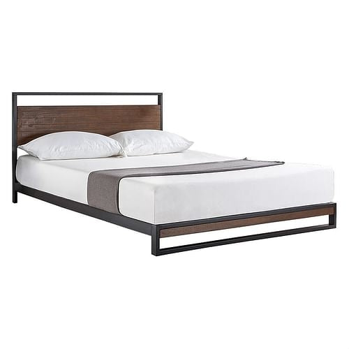 King size Metal & Wood Platform Bed Frame with Headboard