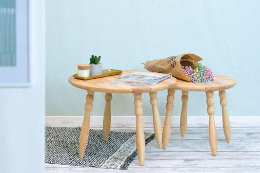 Solid Wood Coffee Tables - 2 Piece Set