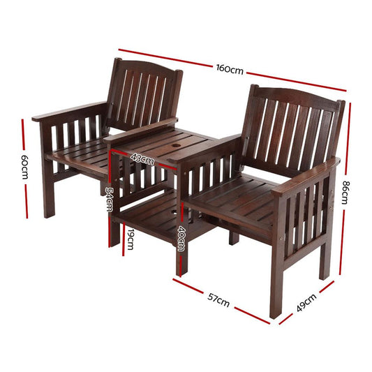 Fir Wood Outdoor Garden Bench Loveseat