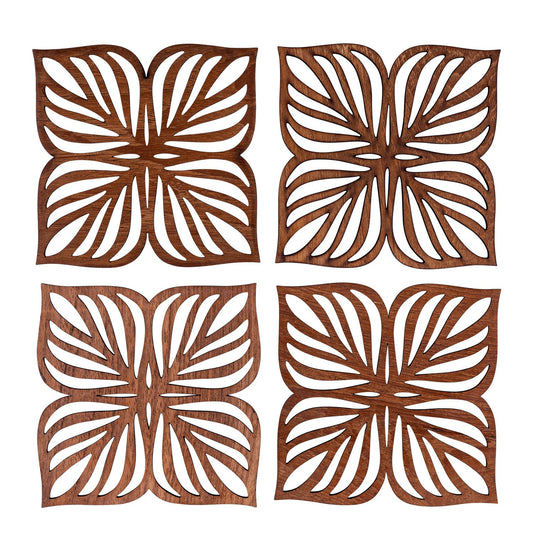Botanical Teak Wood Coasters