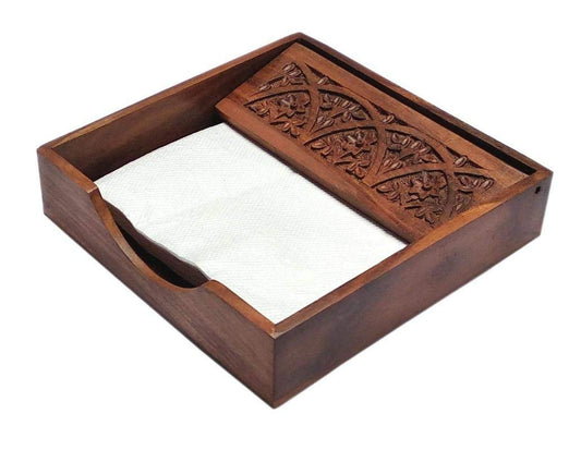 Hand Carved Rosewood Wooden Tissue Paper Rack Napkin Holder