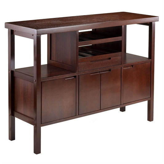 Sideboard Table with Wine Rack in Brown Wood Finish