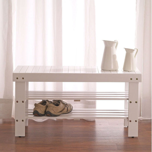 Solid Wood Entryway Shoe Rack Storage Bench