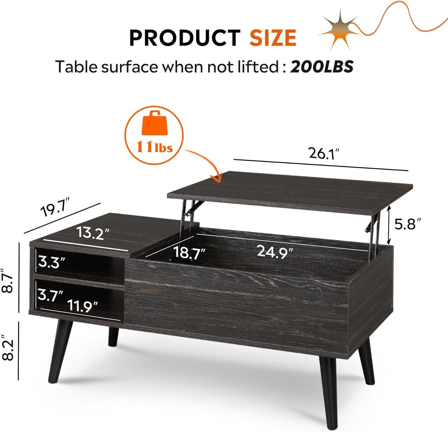 Modern Utility Coffee Table with Lift-Top Workspace & Hidden Storage