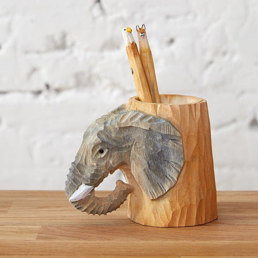 Wooden Elephant Desktop Cup