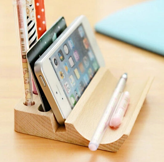 Natural Wood Multi-Device Holder
