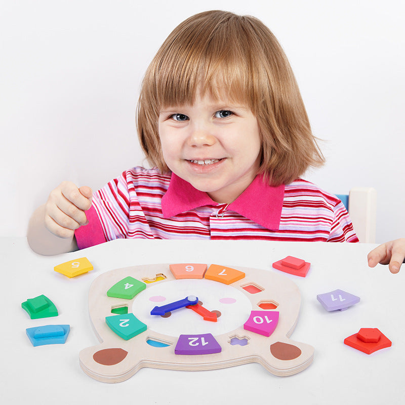 Wooden Clock Bear Puzzle Toy for Children