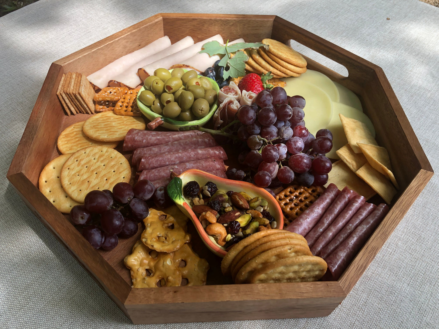 Acacia Wood Octagon Charcuterie/Serving Tray