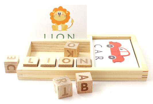 Wooden Alphabet Blocks & Flash Cards Kit