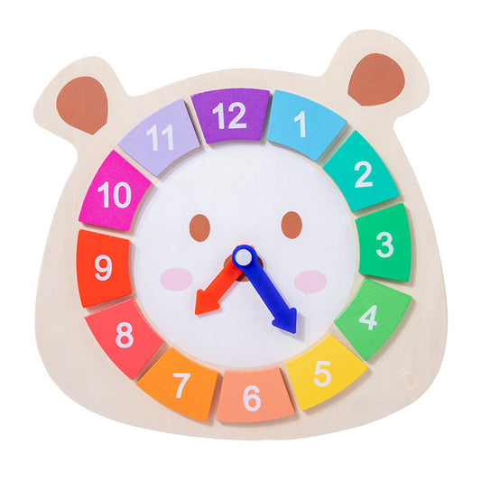 Wooden Clock Bear Puzzle Toy for Children