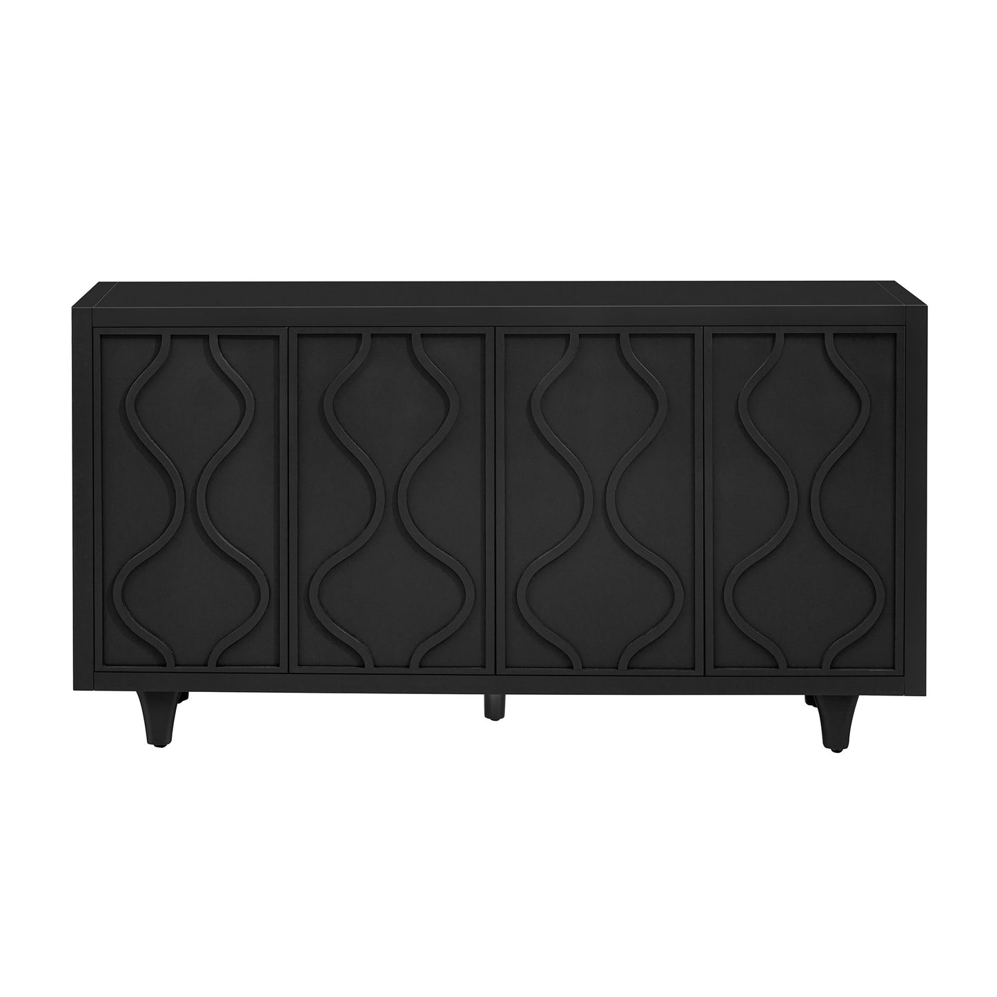 Stylish Wooden Sideboard Cabinet with Embossed Curved Doors