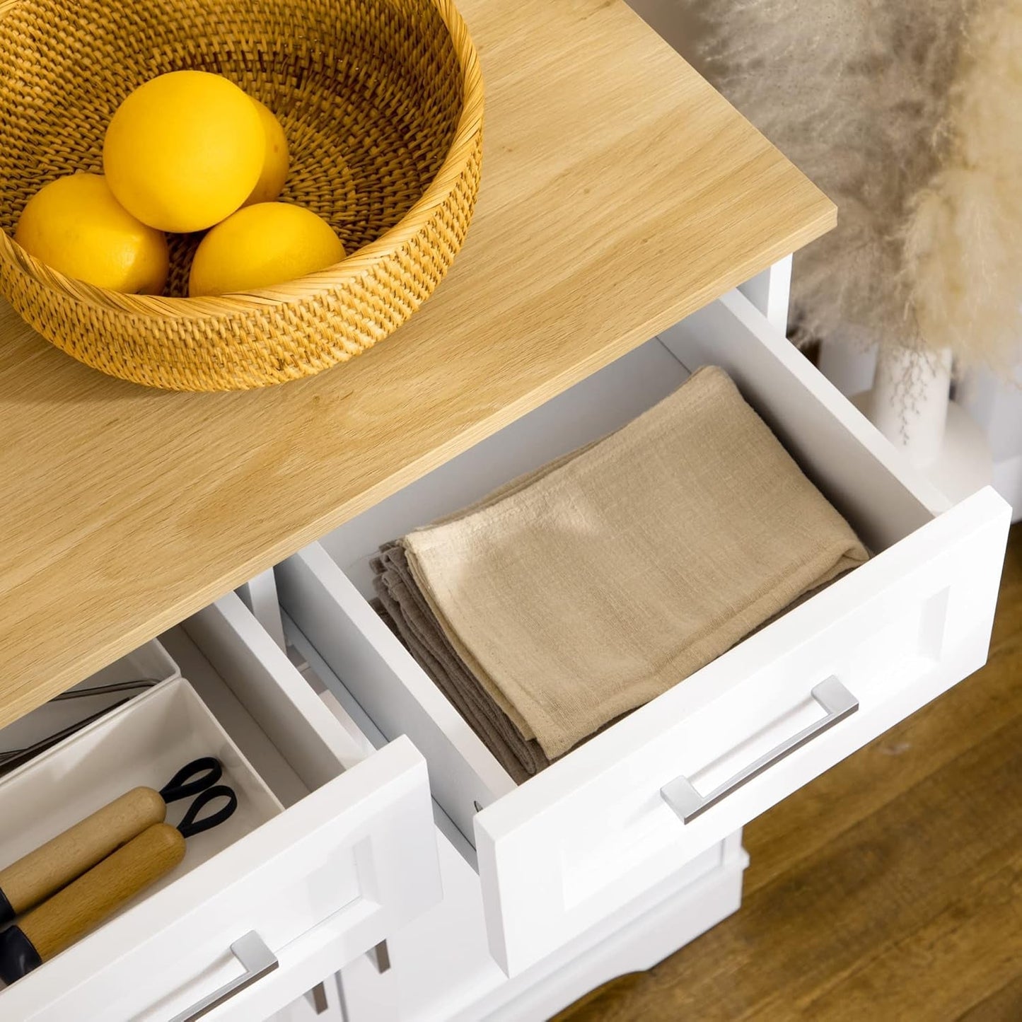 Wooden Kitchen Cabinet Sideboard with 3 Storage Drawers