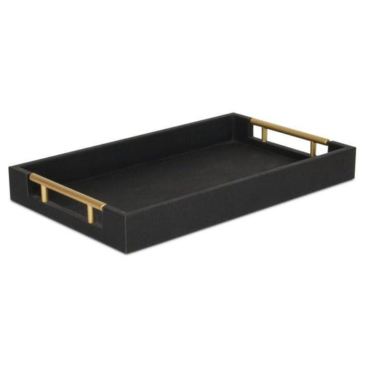 Wooden Serving Tray with Decorative Black Grey Print