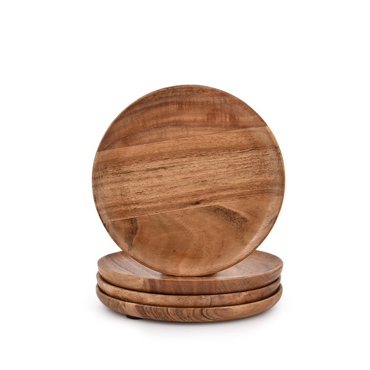 Sleek Handmade Wooden Serving Plates Set