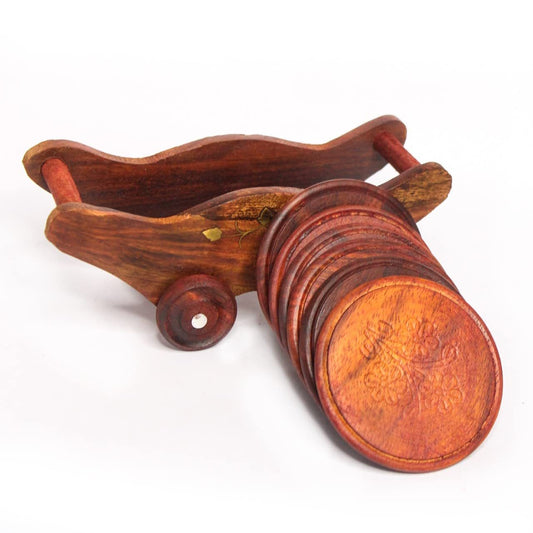 Wooden Coaster Set With Holder/Stand