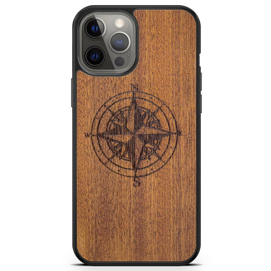 Mahogany Wood Compass Phone Case
